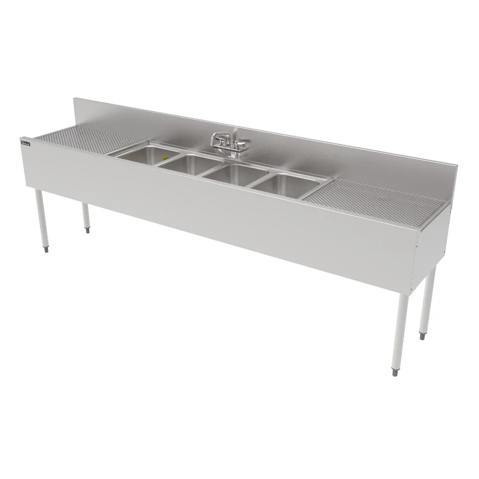 Perlick TS96M4-DB 24" Underbar Sink Units, 4 Compartment with 2 Drainboards