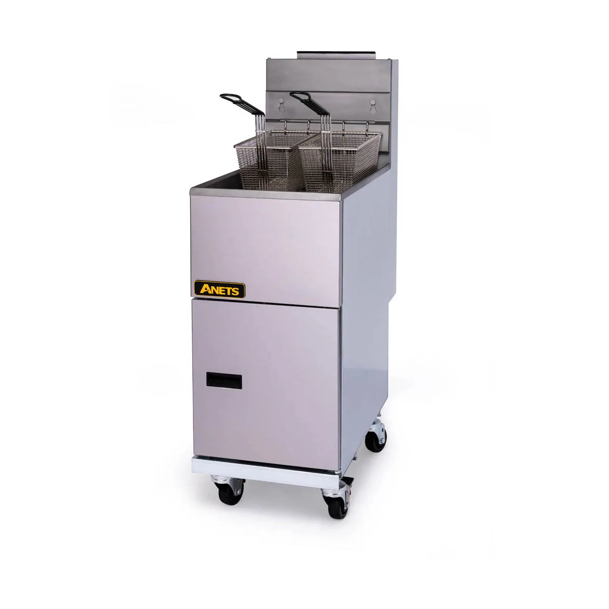 ANETS 70AV 19" Full Pot Floor Model Gas Fryer w/ 65 lbs Capacity, 2 Twin Baskets, Millivolt Control
