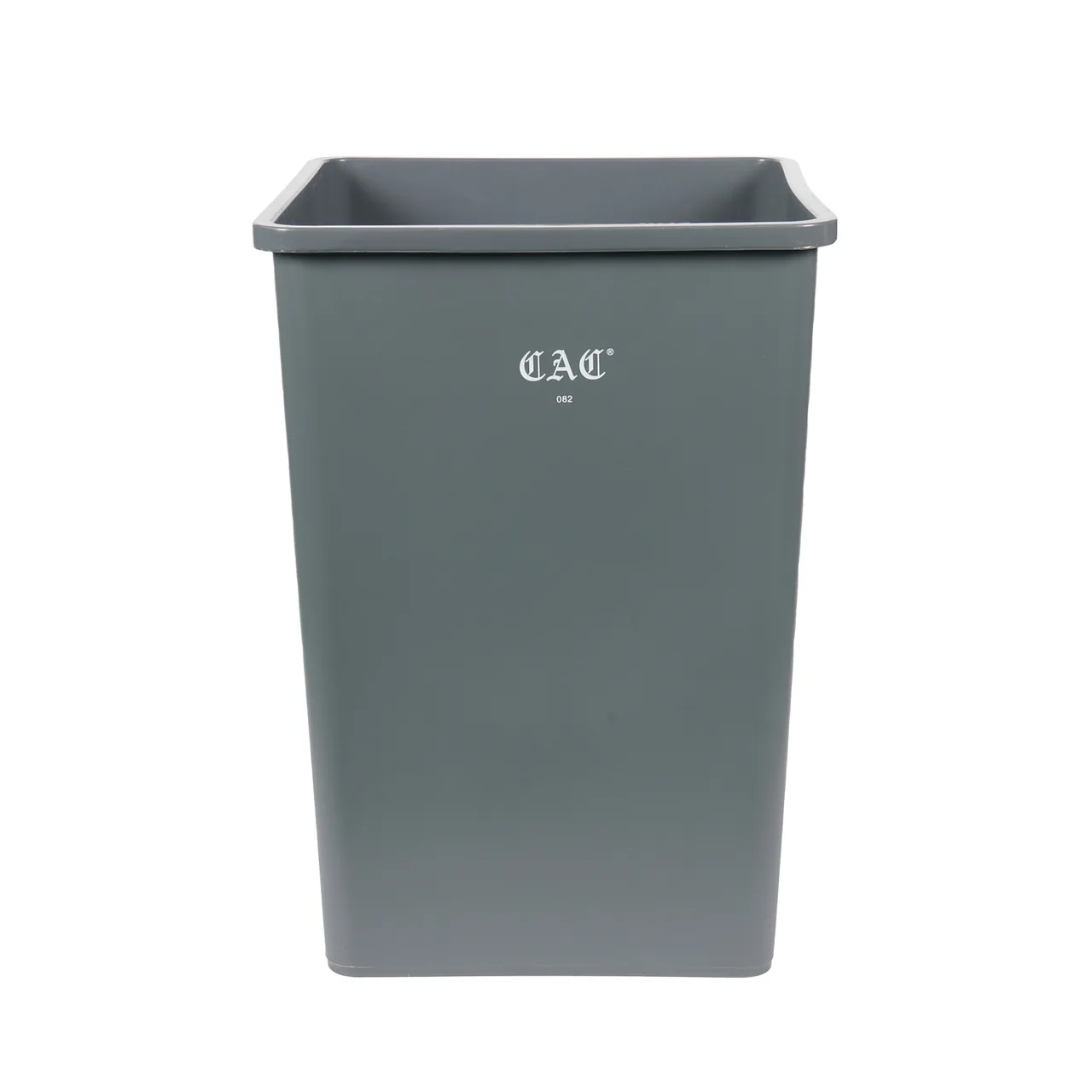 CAC China TCSQ-35GRY - 35‑Gal Square Trash Can, 27" Height, 19" Width, Gray Plastic, No Lid