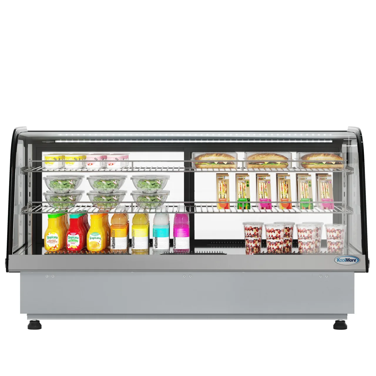 Koolmore DICDC-202-BK 48" Countertop Display Case Black Sliding Door, Temp Control, LED, 2 Shelves