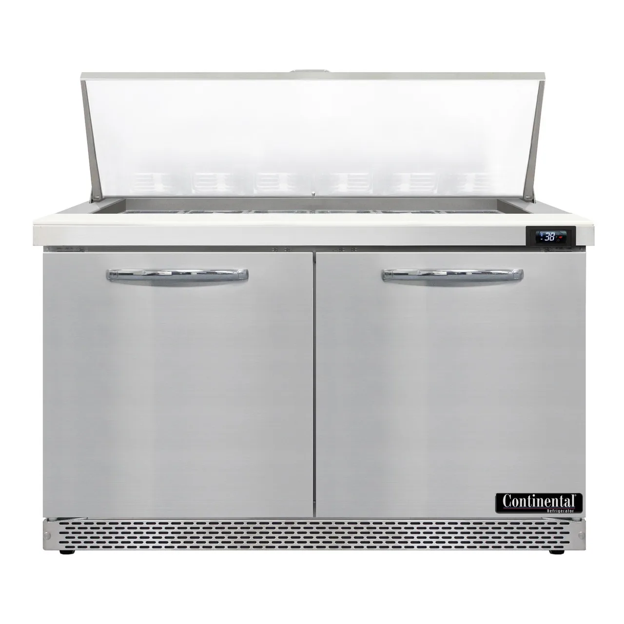Continental Refrigerator D48N18M-FB 48" Mega Top Sandwich Prep Table w/ 2 Doors, 18 pans