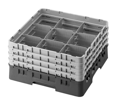 Cambro 9S638167 Camrack Glass Rack, Full Size, Brown, 19-3/4" x 19-3/4" x 8-7/8", 9 Compartments, 5-7/8" Max Diameter, HACCP Compliant, NSF