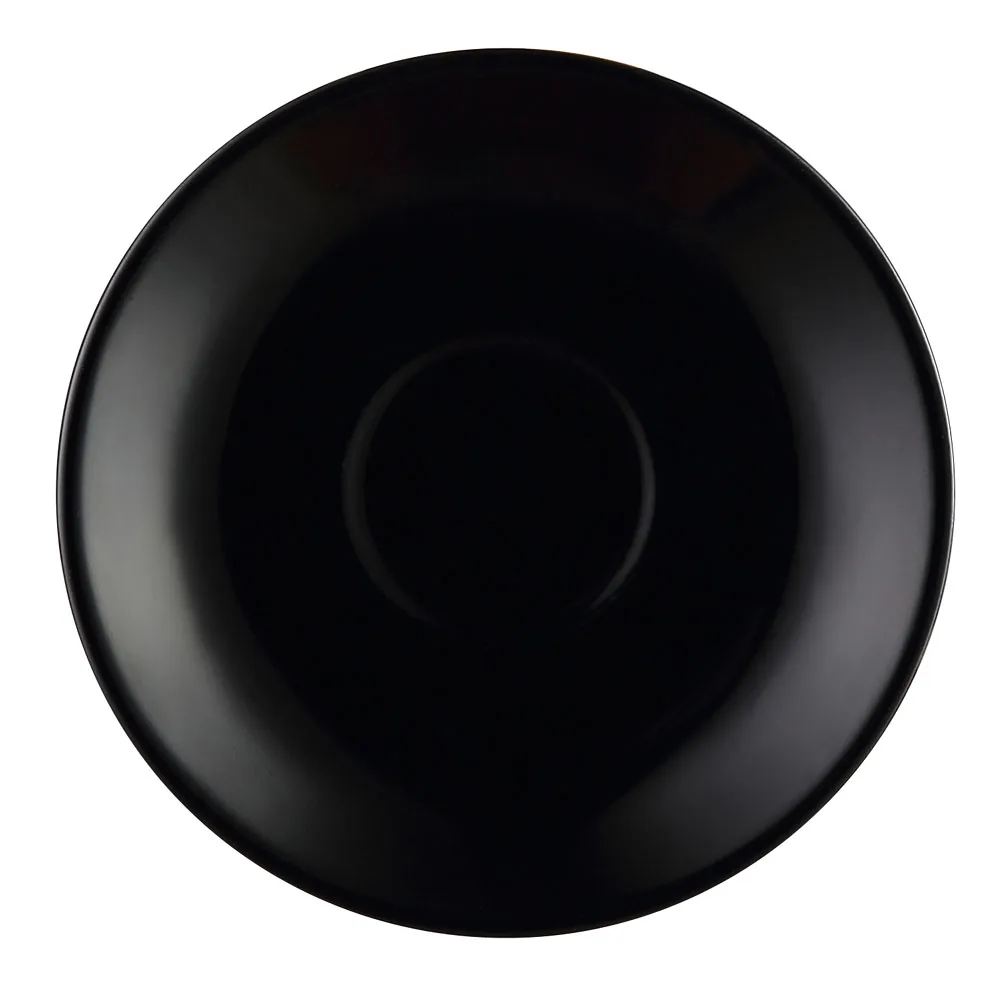 CAC China LV-36-BLK - Dinner Round Saucer, 4.5" x 0.75" Black Ceramic, Dishwasher Safe - 1 Dozen