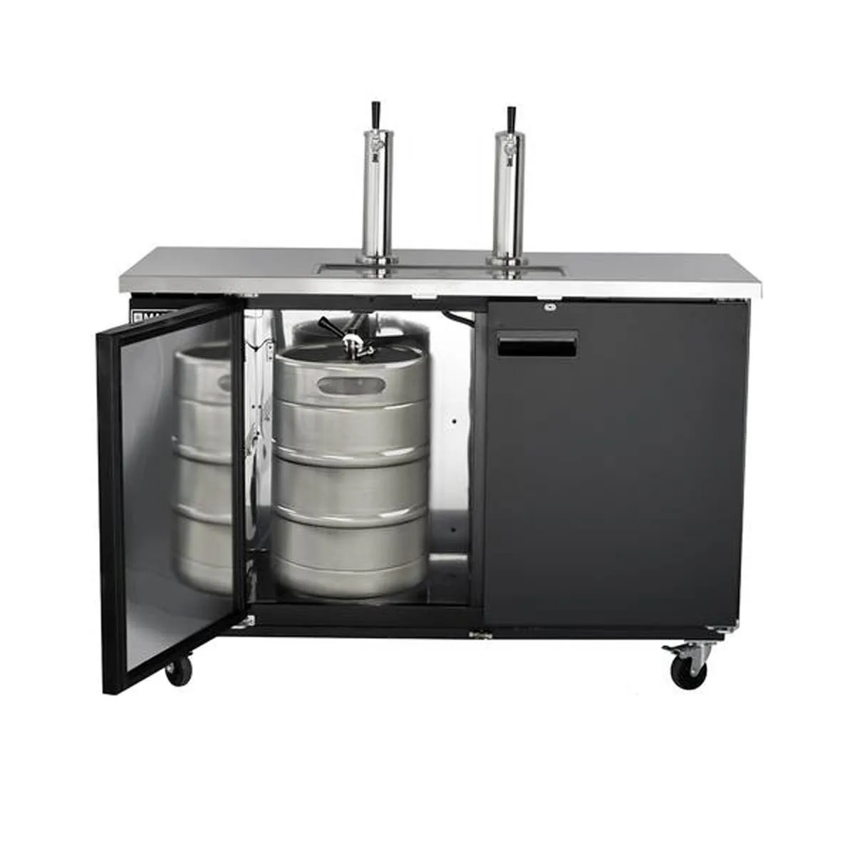 Maxx Cold MXBD60-2BHC 61" Draft Beer Cooler w/ 2 Kegs, 14.2 cu. ft., 2 Single-Tap Towers