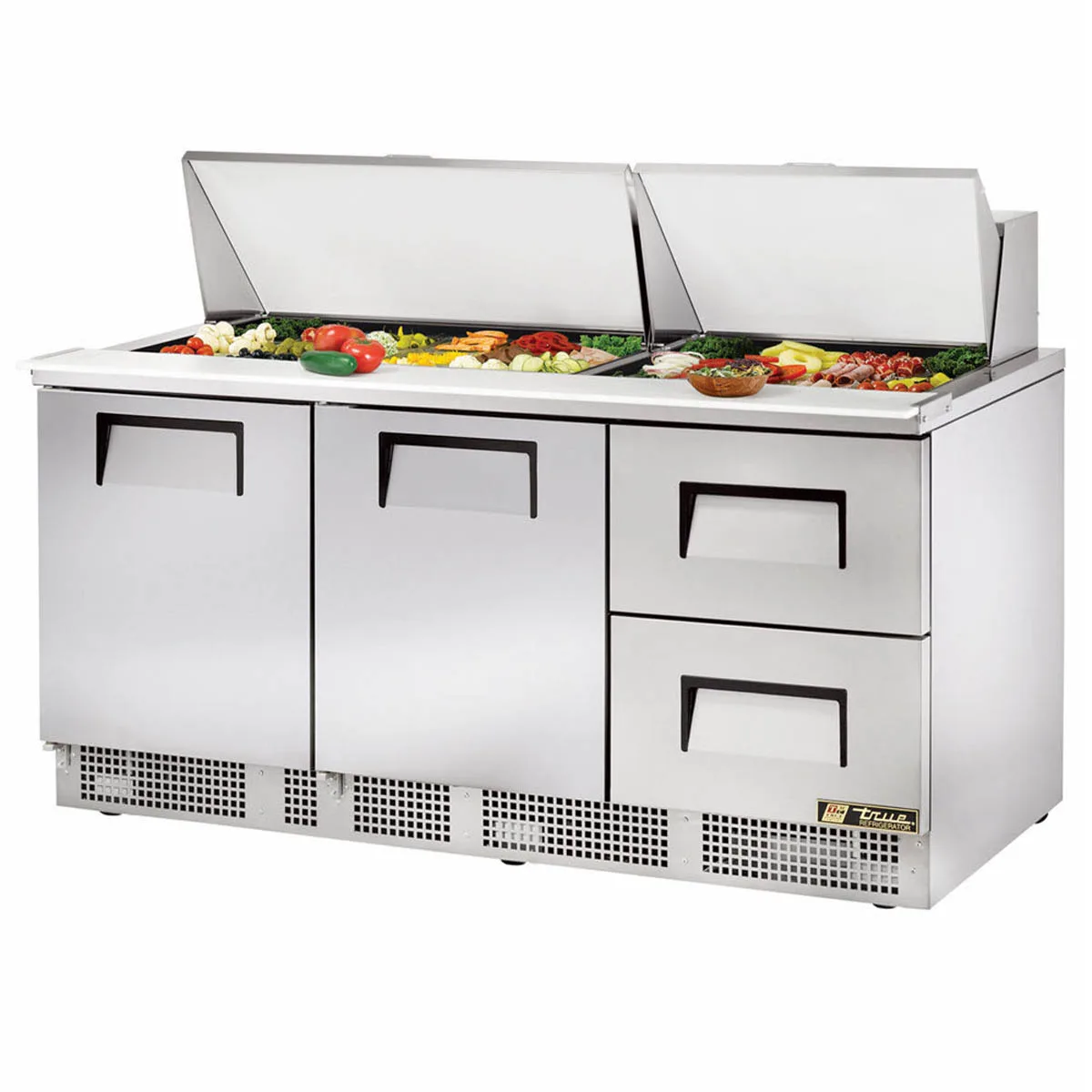 True TFP-72-30M-D-2-HC 72" Mega Top Sandwich/Salad Prep Table w/ 2 Doors & 2 Drawers, 30 Pans