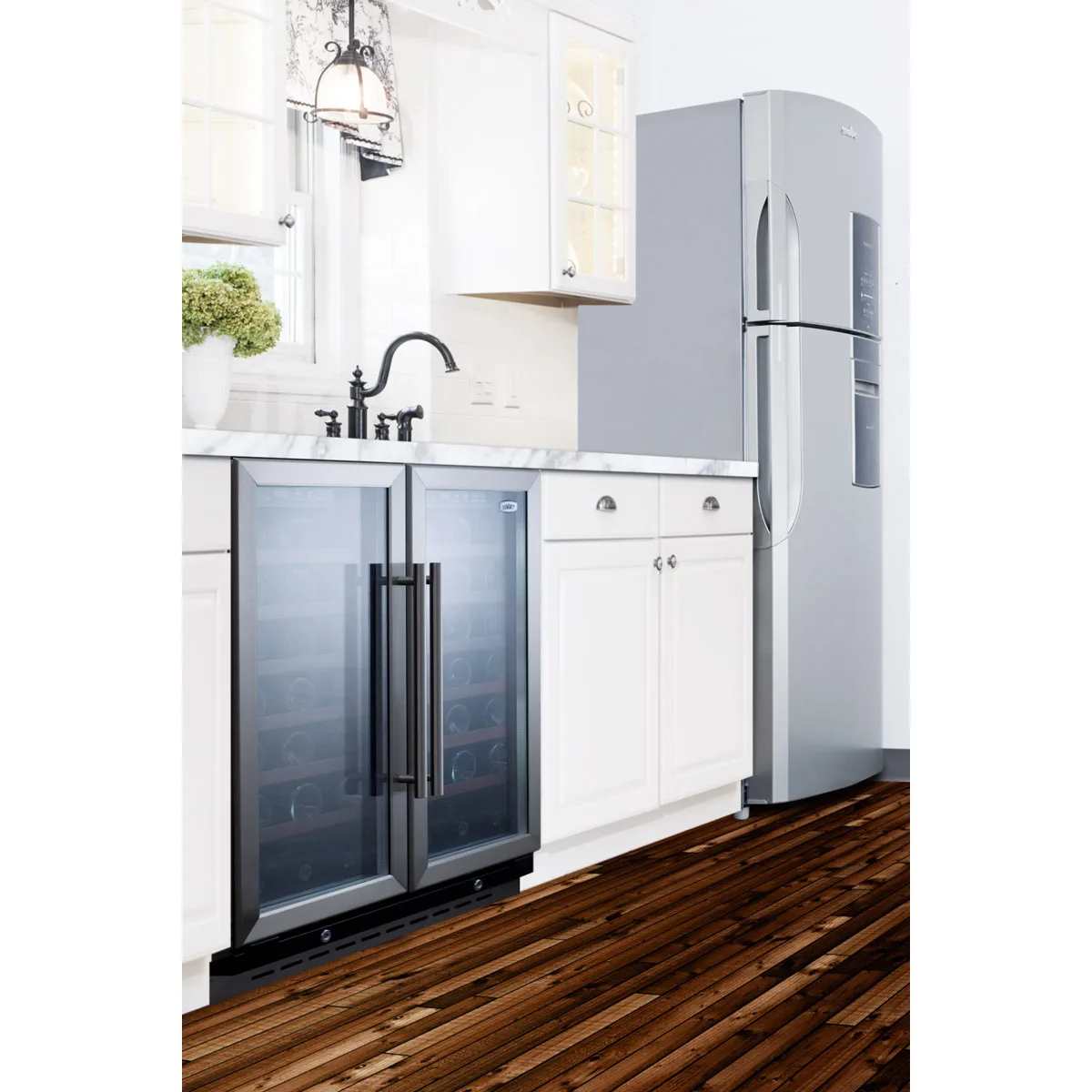Summit SWC3066B 30" Glass Door Wine Refrigerator, Dual Temperature, 66 Bottles