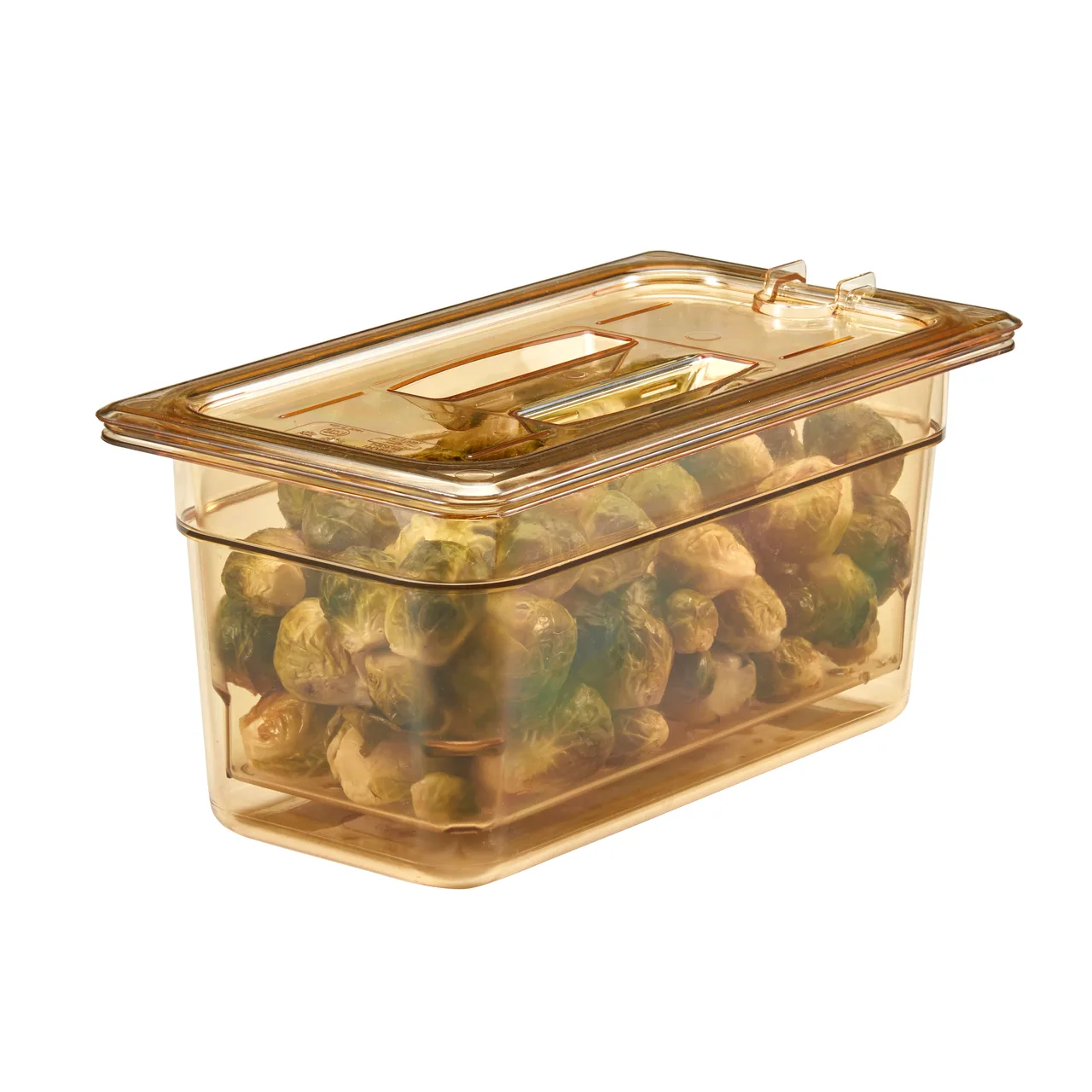 Cambro 30HPCHN150 H‑Pan 1/3‑Size Amber Lid Spoon‑Notch Handle -40°F to 300°F NSF Non‑Stick
