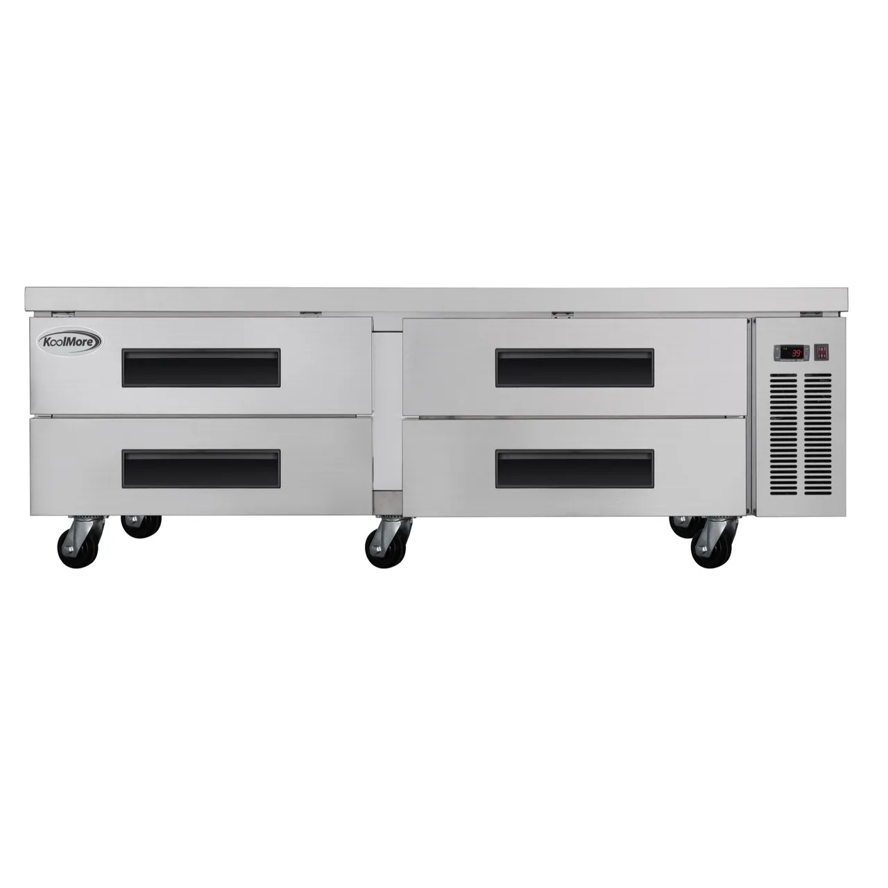 Koolmore KM-BR-724D 1-Section 2-Door Refrigerated Holding Cabinet, 72" W x 26" H, Steel, Temp 33‑40°F