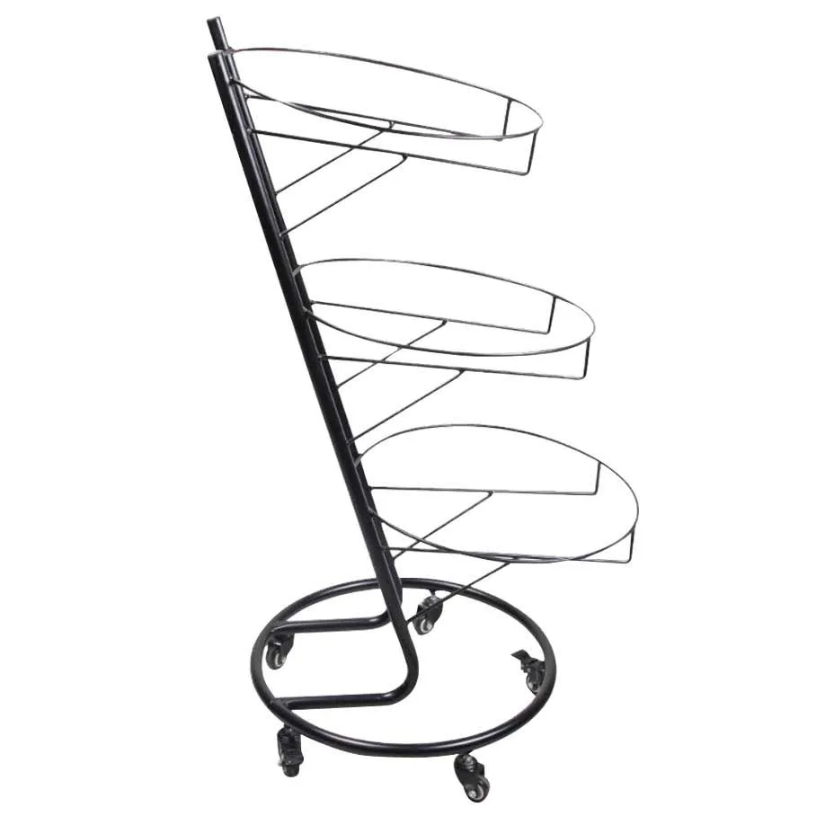 Omcan USA 44294 Tiered Display Stand 3‑4 Tier Angled Black Metal Height 31"‑48" Casters With Brakes