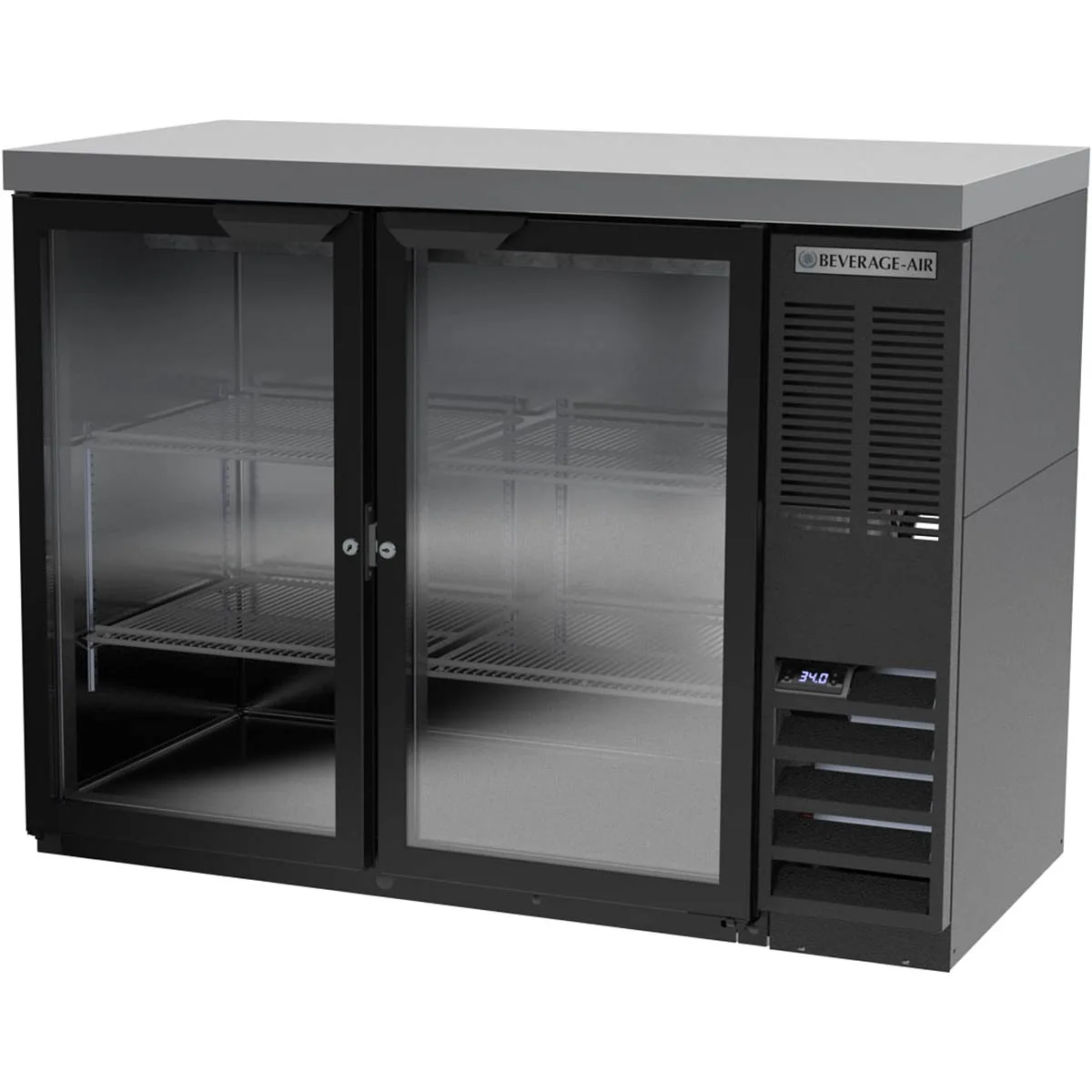 Beverage Air BB48HC-1-FG-B-27 48" 2 Section Black Back Bar Cooler with Glass Door