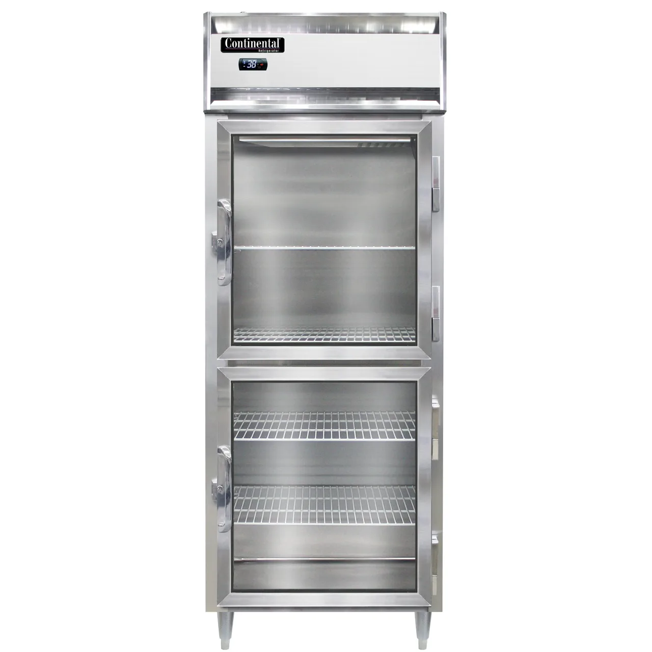 Continental Refrigerator D1RENGDHD 28" 1-Section Reach-In Refrigerator w/ 2 Glass Half Doors, 22 cu. ft.