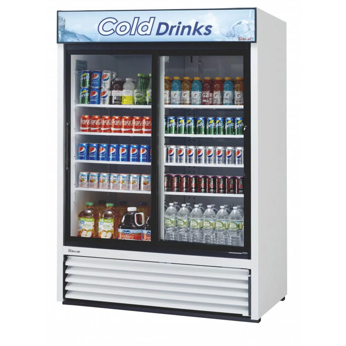 Turbo Air TGM-48RB-N 55" 2-Glass Door Merchandiser Refrigerator, 44 cu. ft., Black Finish, LED Lighting