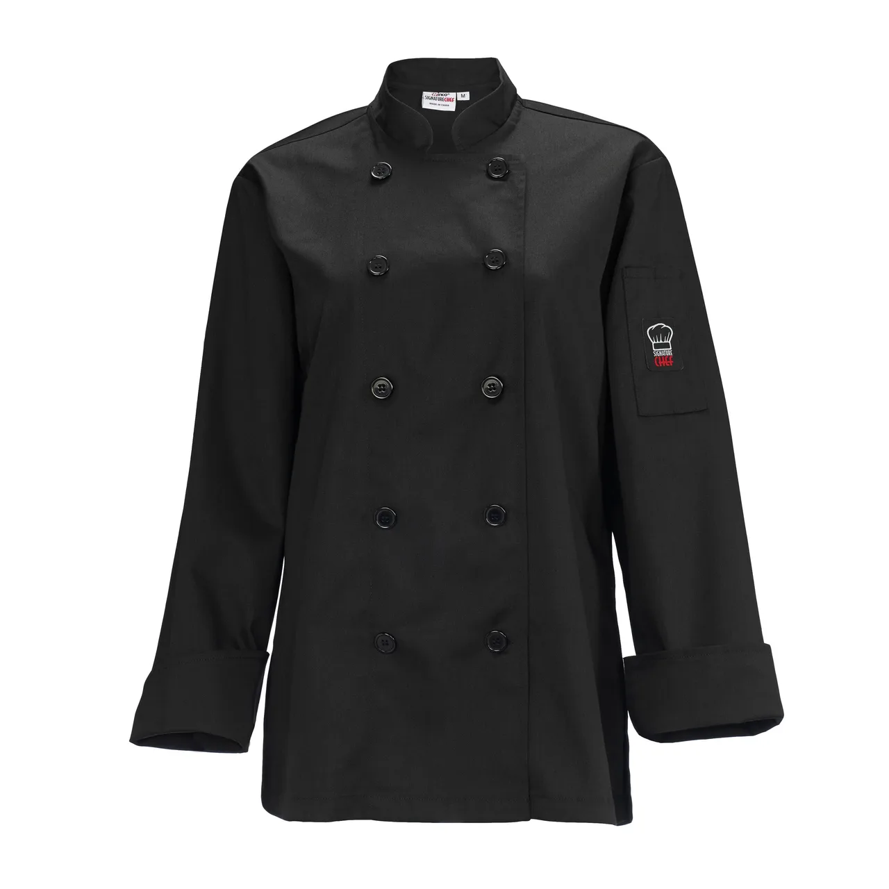 Winco UNF-7KS Beacon Women'S Chef Jacket, Tapered Fit, Double Breasted, black, small