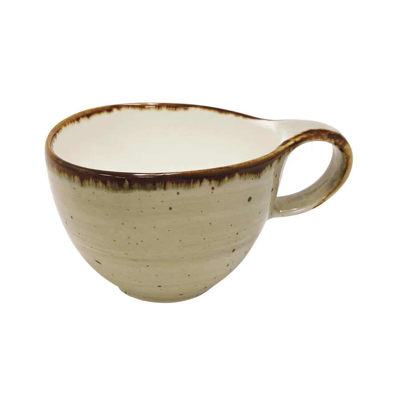 CAC China TUS-1-BGE - Tucson 8.5 oz Porcelain Cup, 3.6" Dia x 3.75" H, Beige Glaze, Safe - 1 Dozen