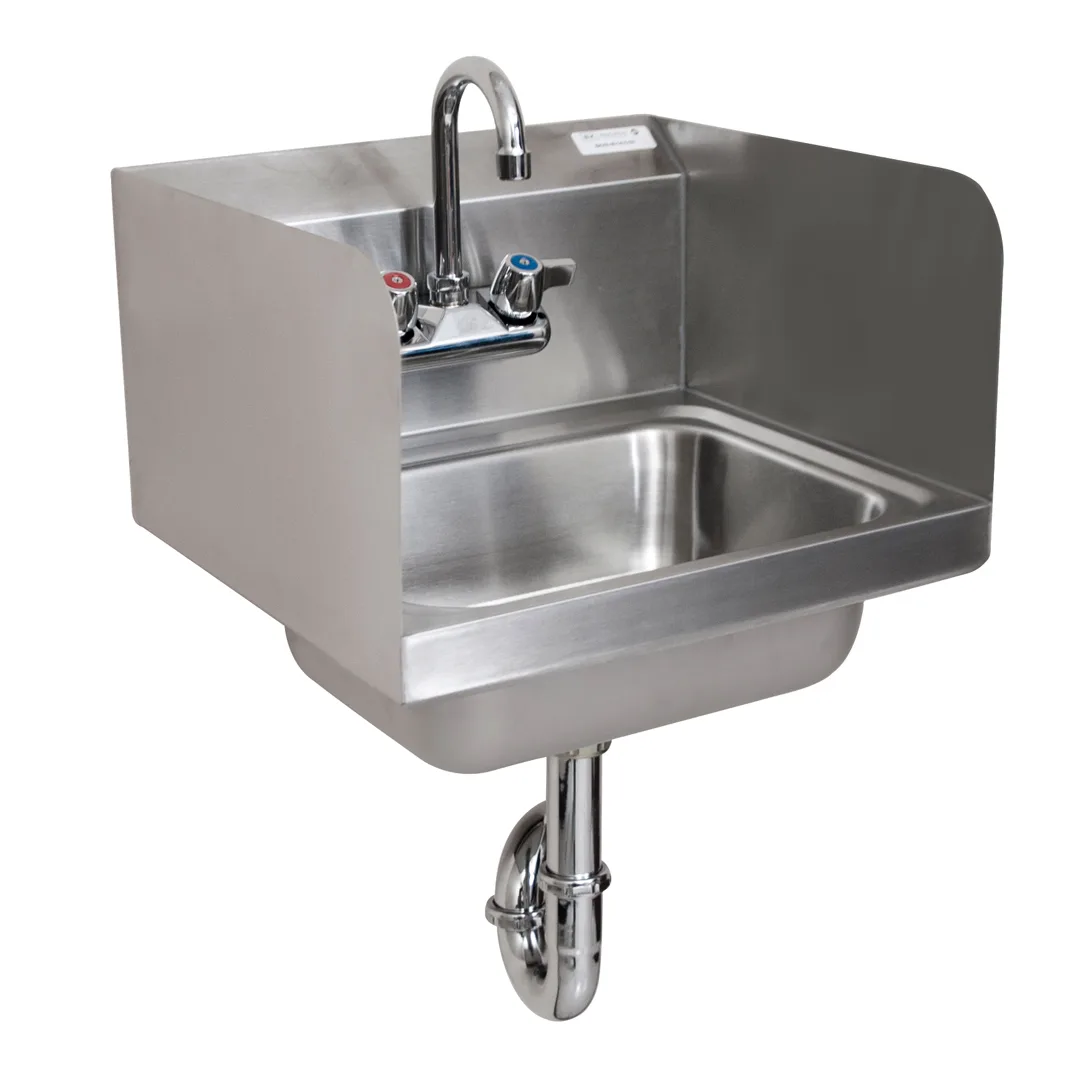 BK Resources BKHS-W-1410-SS-PT-G 14" Wall Mounted Hand Sink with Faucet- 3 Splashes