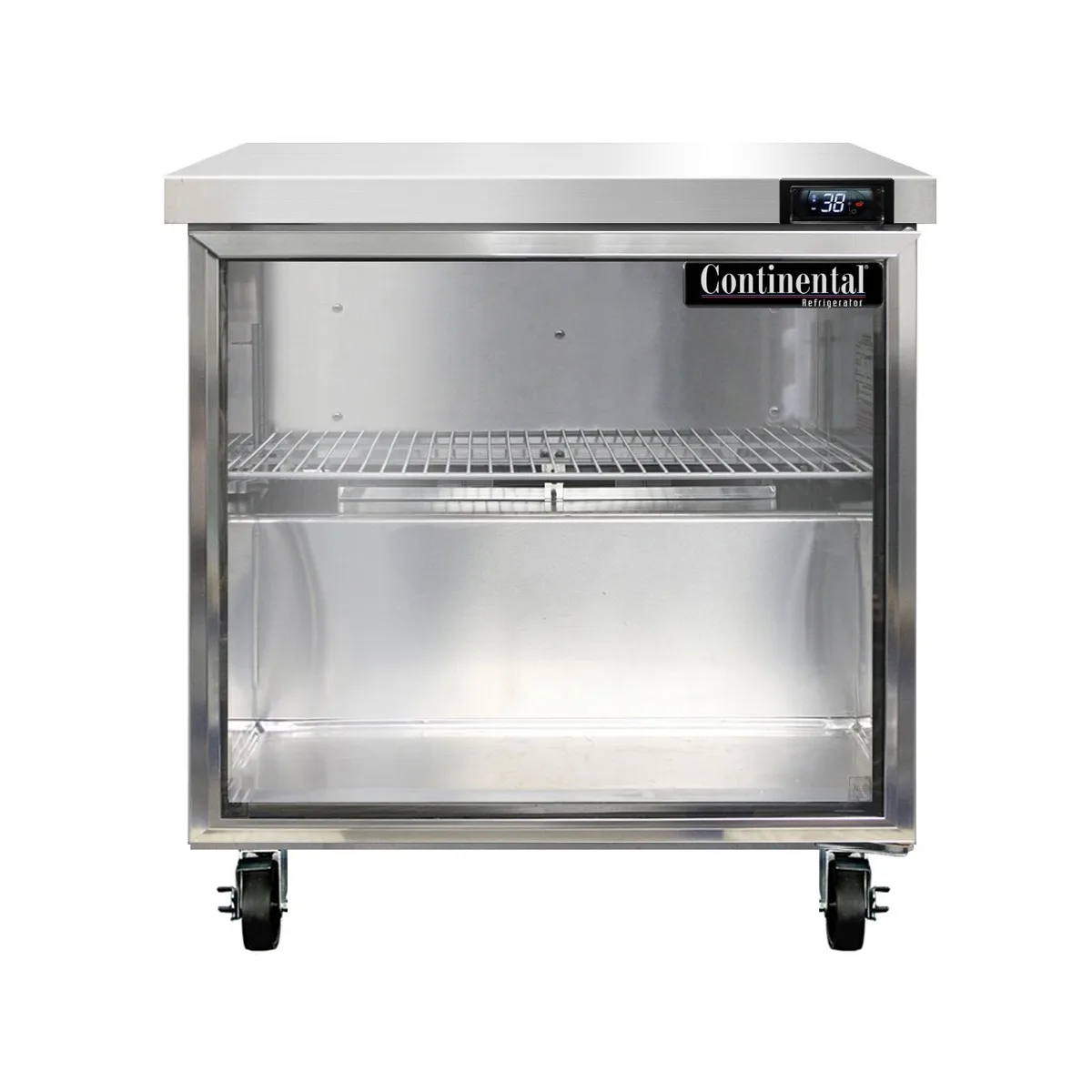 Continental Refrigerator SW32NGD 32" 1-Section WorkTop Refrigerator w/ 1 Glass Door, 9 cu. ft.