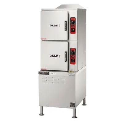 Vulcan C24ET6-PS PowerSteam 6 Pan Electric Convection Steamer w/ 2 Compartments on Cabinet