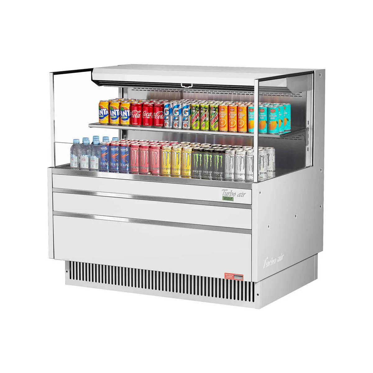 Turbo Air TOM-48L-UF-W(B)-2S-N 46" Horizontal Open Air Merchandiser, Specify Exterior, Self-Contained