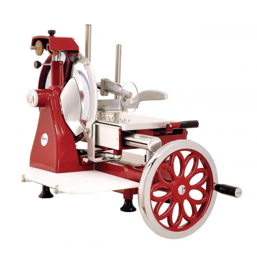 Omcan USA 26072 Trento Volano Meat Slicer –10" Carbon Steel Blade, Manual Feed, Variable Thickness, Aluminum/Steel Build