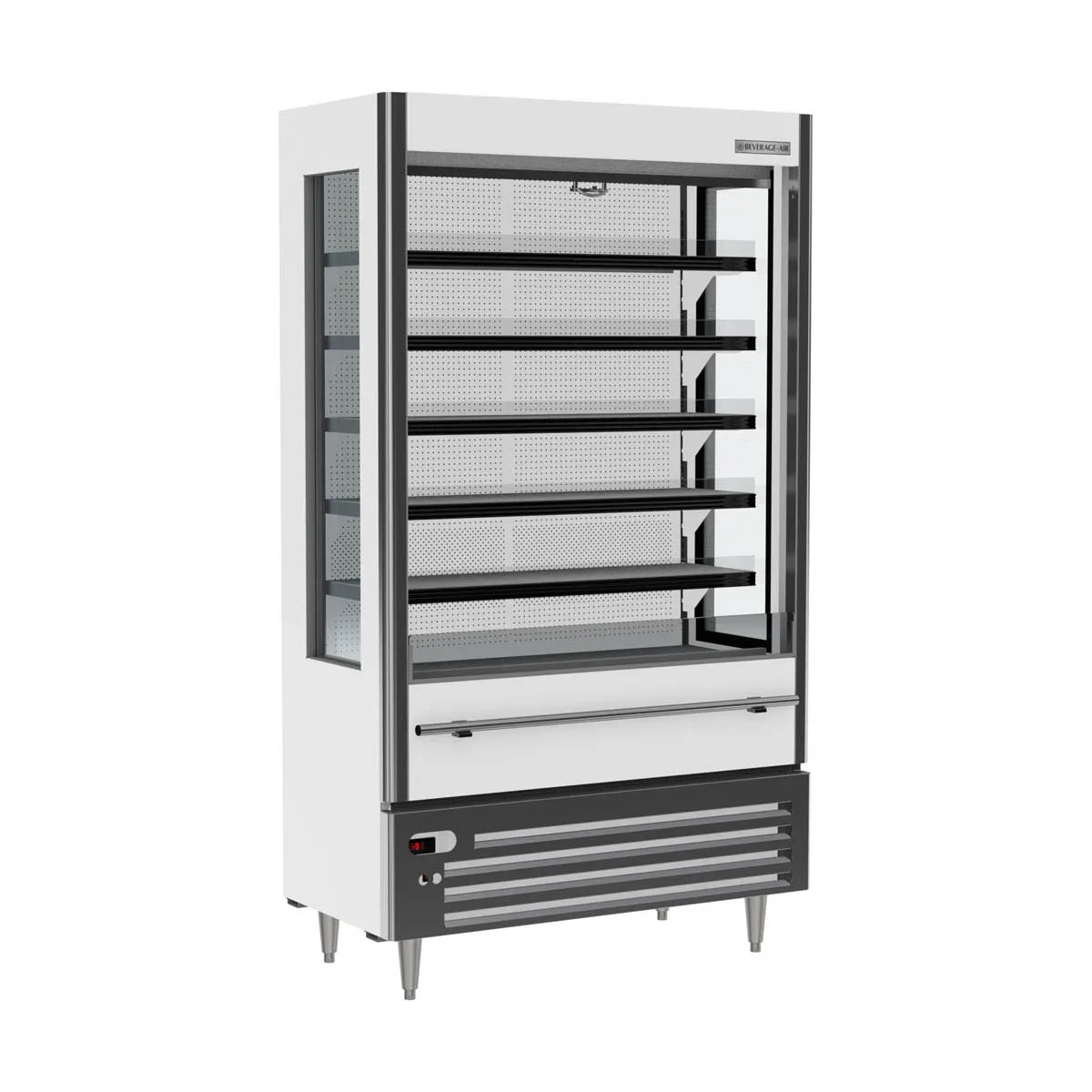 Beverage Air VMHCSL-18-1-W 47" White Slim Open Air Merchandiser, 5 Shelves, Vertical Case, 23 cu. ft.