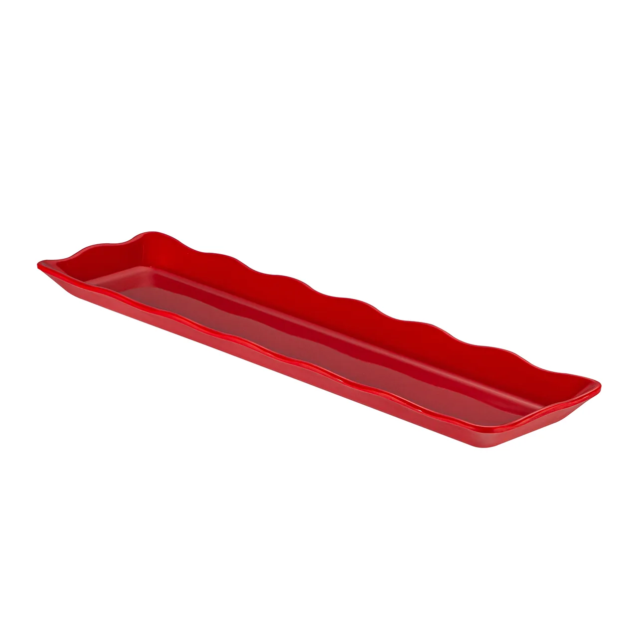 CACChina MLSC-RT91-R - Red China Rectangular Platter 19" x 5-1/4" x 1-1/4", Scallop Edge - Dozen