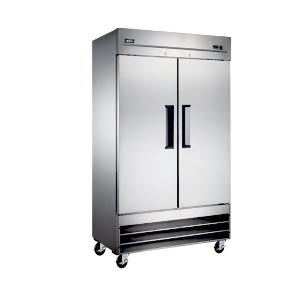 Omcan USA 50111 29" 2-Solid Door Reach-In Freezer, Top Mounted, 26.5 cu. ft., Stainless Steel