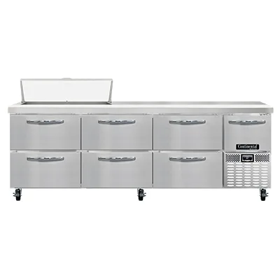 Continental Refrigerator RA93N10-D 93" Sandwich / Salad Prep Table w/ 6 Drawers & 1 Door, 10 Pans
