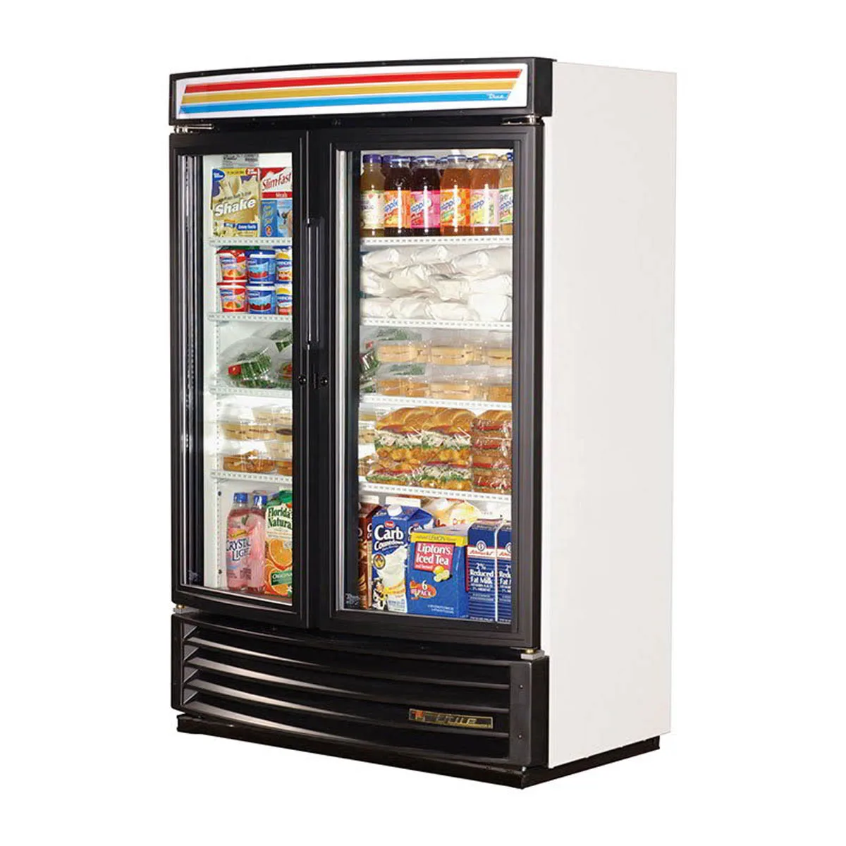 True GDM-35SL-RF-HC-LD 39" Slim Line Radius Front Glass Door Refrigerated Merchandiser