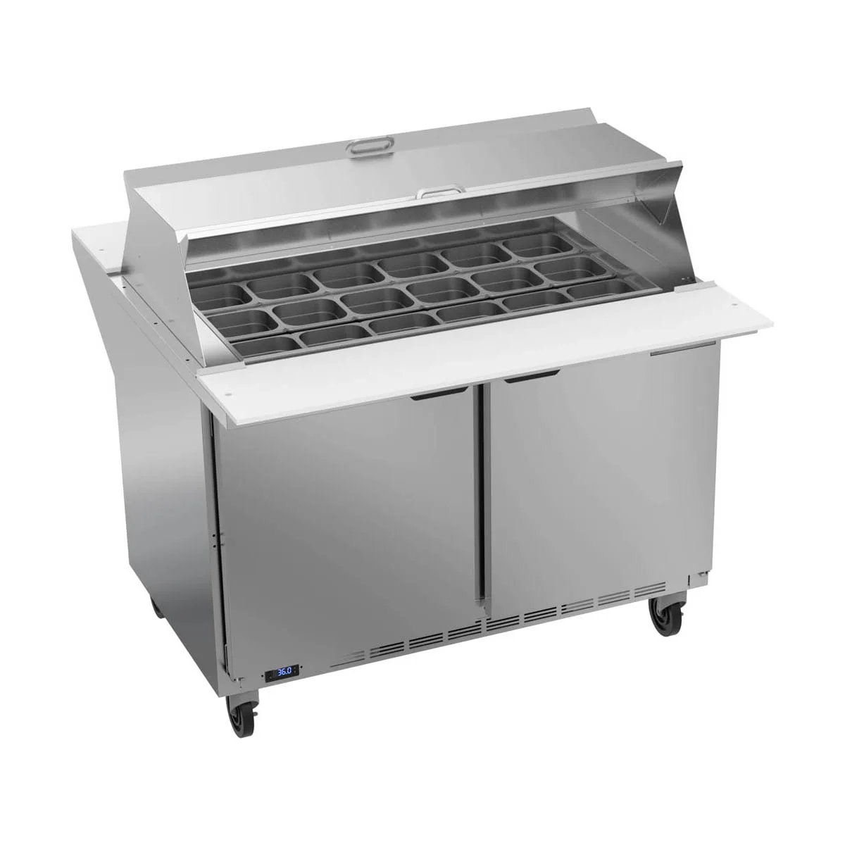 Beverage Air SPE48HC-18M-DS 48" Mega Top Sandwich/Salad Prep Table w/ 2 Doors, 18 Pans, 13 cu. ft.