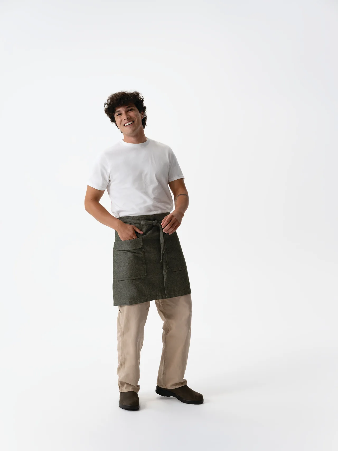Chef Works AHN10-OLN-0 - Olive Natural Waist Apron, 36" Length, 22" Width, 100% Cotton