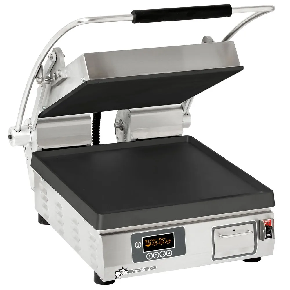 Star PST14IE Single Cast Iron Panini Press Grill w/ Smooth Plates, Electronic Controls