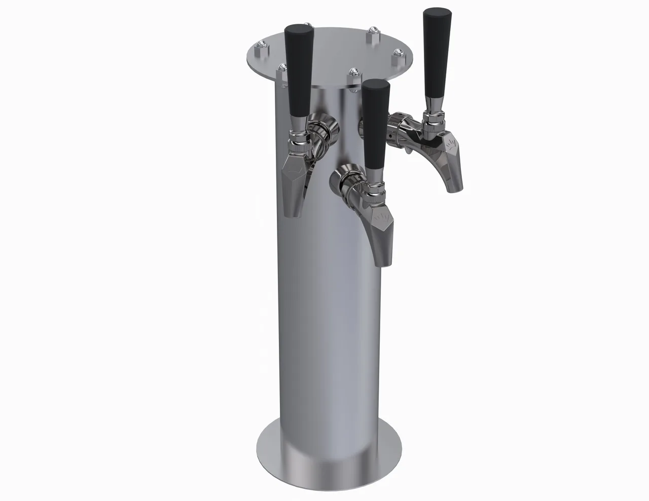 Krowne KF-3S Triple Faucet Tower, 17" Beer Tower, Steel, Glycol‑Cooled, 1‑3 Tap, No Handles