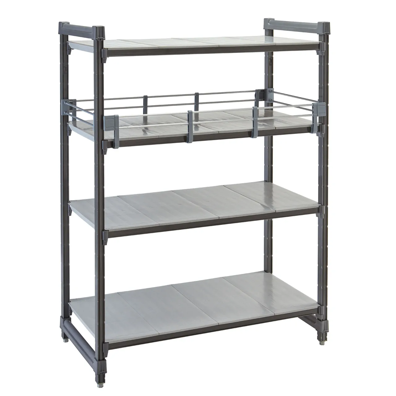 Cambro ESR18243151 Camshelving Elements Three-Quarter Shelf Rail Kit, 18"W x 24"L x 4-1/4"H, Polypropylene, Soft Gray
