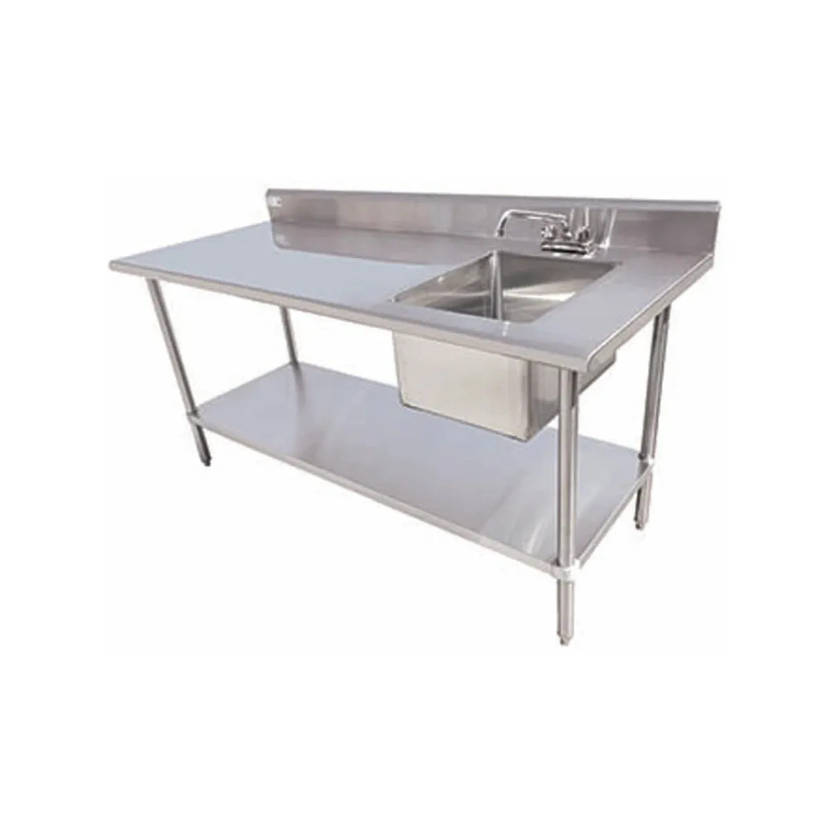 Serv-Ware TSF-3060-R 60" Work Table with Prep Sink(s) / Bowl on Right - 16 Gauge