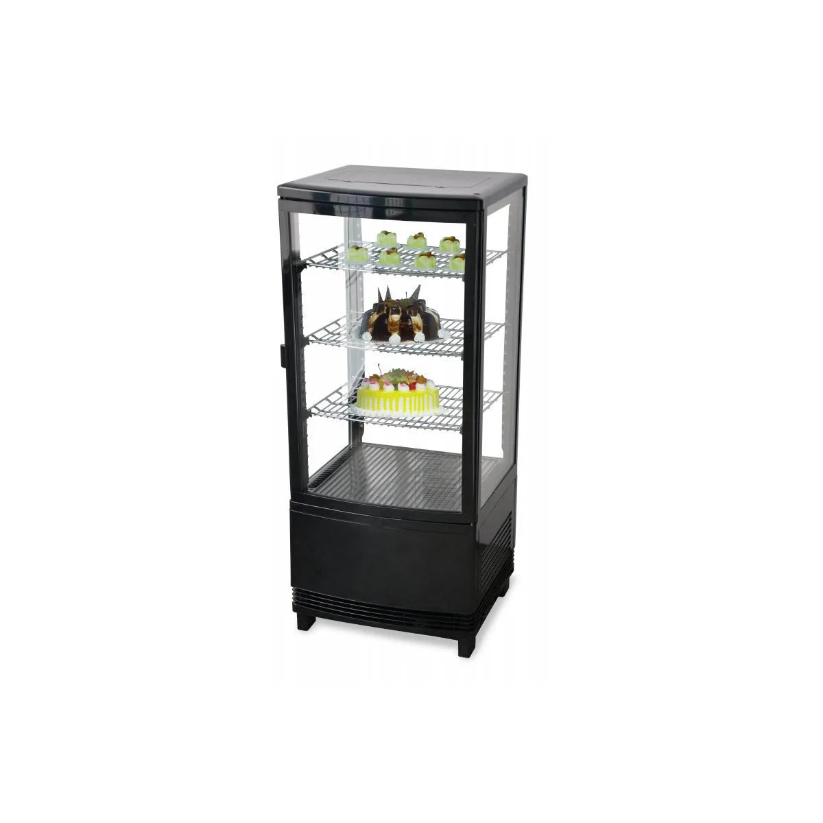 Omcan USA 25826 16" Self Service Countertop Refrigerated Display Case  with Hinged Glass Door, 3 Shelves - 2.9 cu. ft. / 180 w