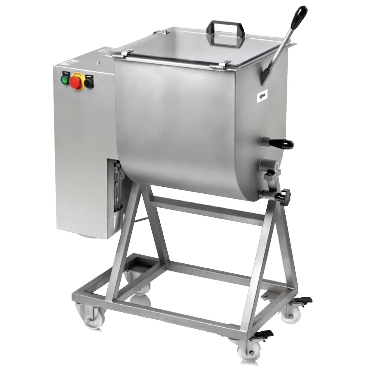 Omcan USA 13159 MM-IT-0050 Electric Meat Mixer, 110 lb (50 kg) Capacity, Stainless Steel Tilting Tank, 1.5 HP, 1120 W, 220 V