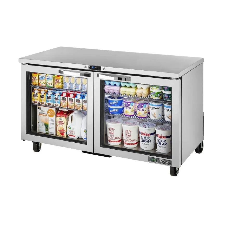 True TUC-60G-HC~SPEC3 60" 2-Section Undercounter Refrigerator w/ 2 Glass Doors