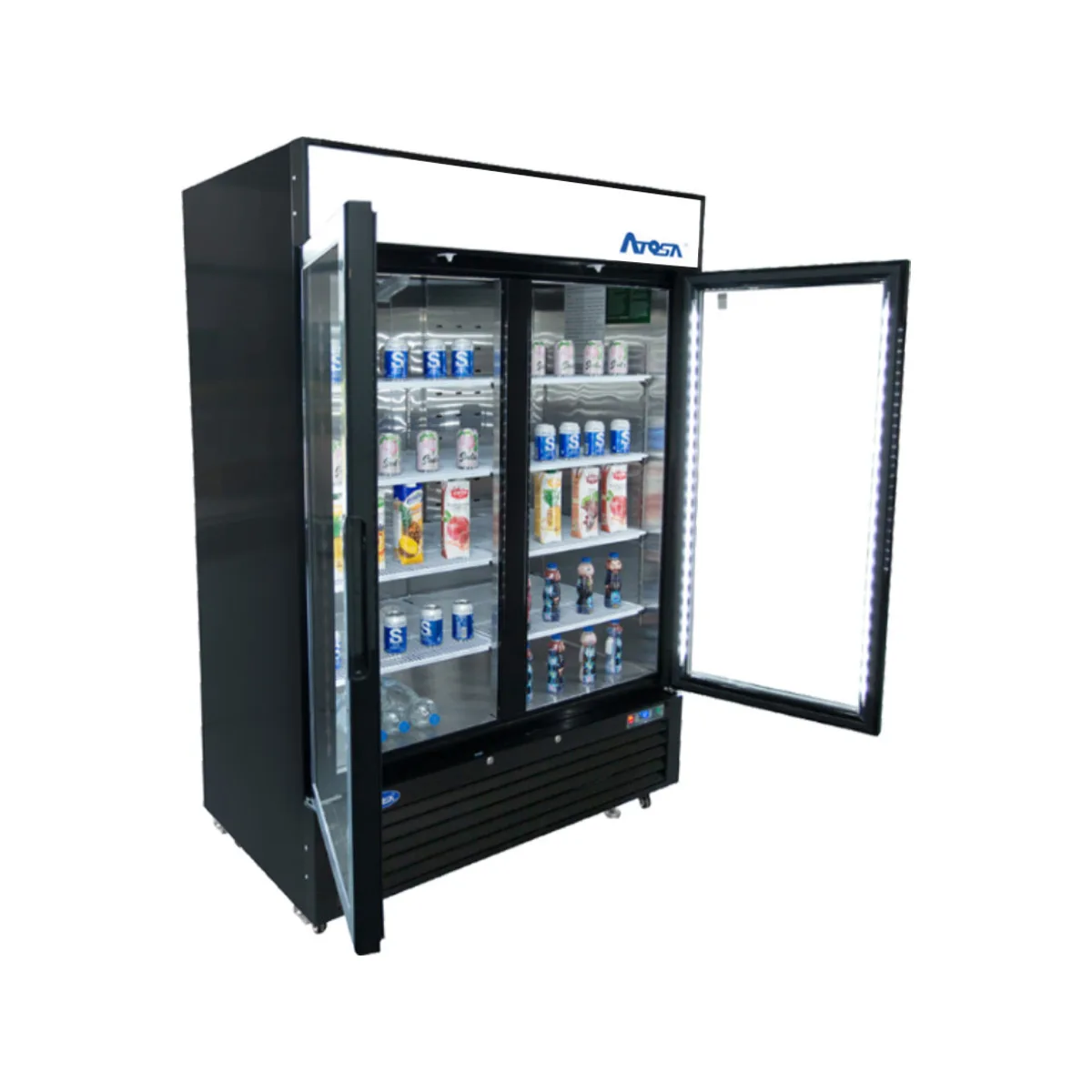 Atosa USA MCF8723GR 54" 2-Section Merchandiser Refrigerator w/ 2 Swing Glass Door, 43.8 cu. ft.
