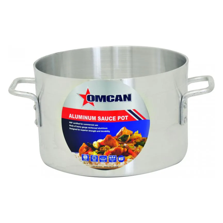 Omcan USA 43429 Sauce Pot, 26 Qt, 13.6" Diameter x 10" Deep Aluminum, Dual Riveted Handles, NSF