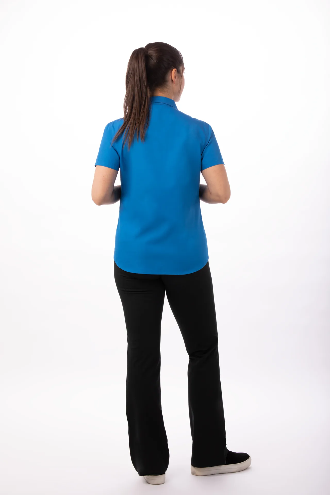 Chef Works CSWV-BLU-2XL Women's Cook Shirt, Short Sleeves, Vent Panels, Blue, 2XL, 65/35 PolyCotton