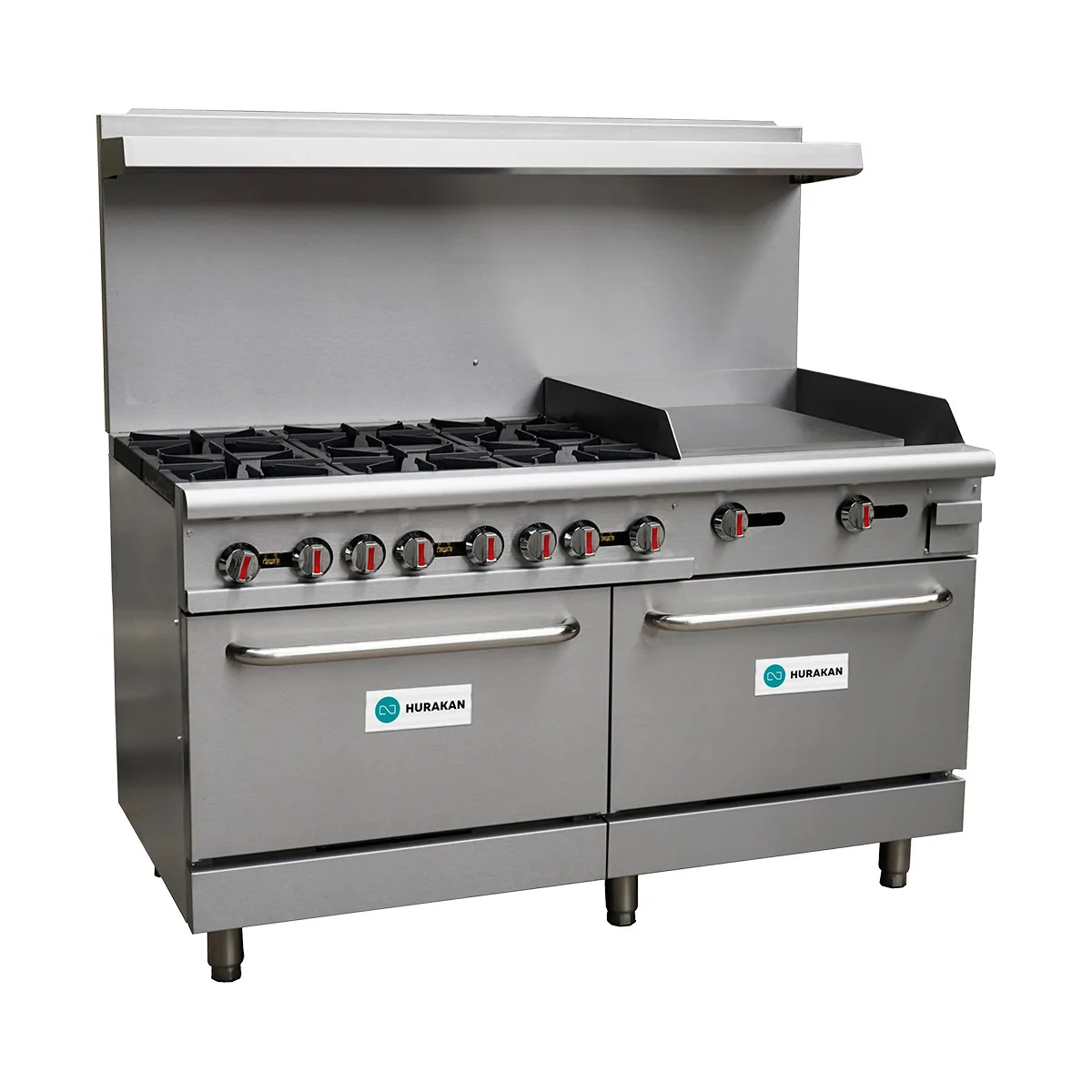 Hurakan HKN-XRFG60O6G24 A/W 60" Floor Commercial Gas Range w/ 6 Burners and 24" Griddle