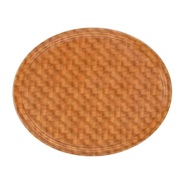 Cambro 2500302 Camtray Oval Tray, 19‑1/4" x 24" Fiberglass, Wood Design, NSF, Dishwasher Safe