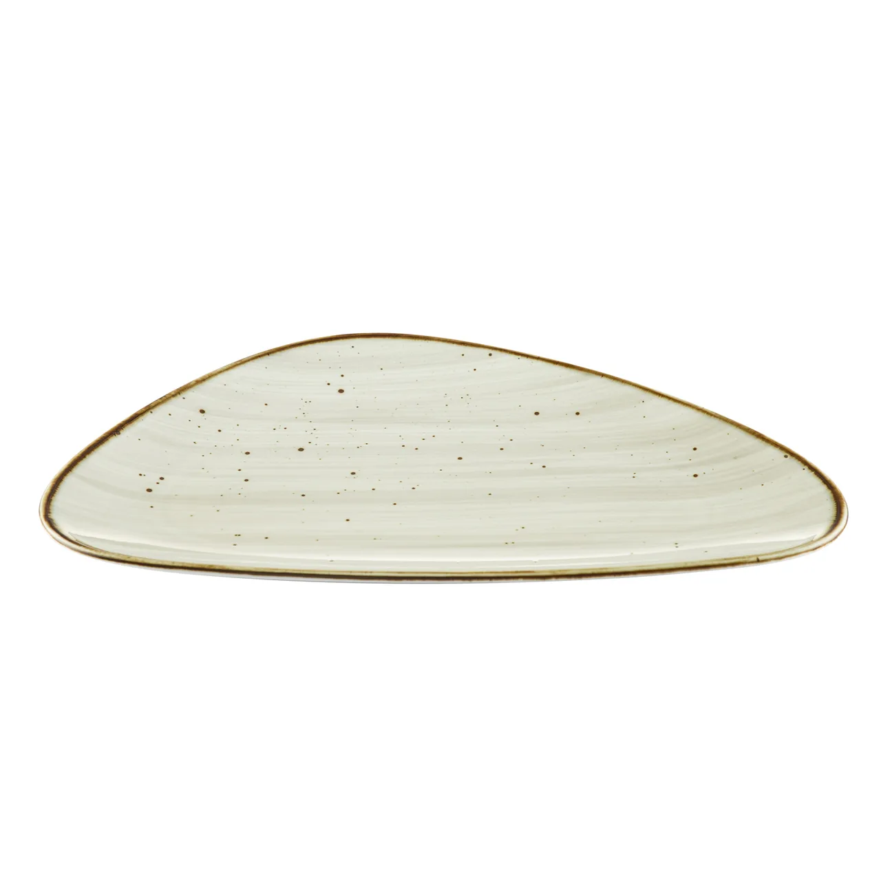 CACChina TUS-T41-BGE Triangular Porcelain Desert Beige 13-1/8" x 7-1/4" Dishwasher Safe - Dozen