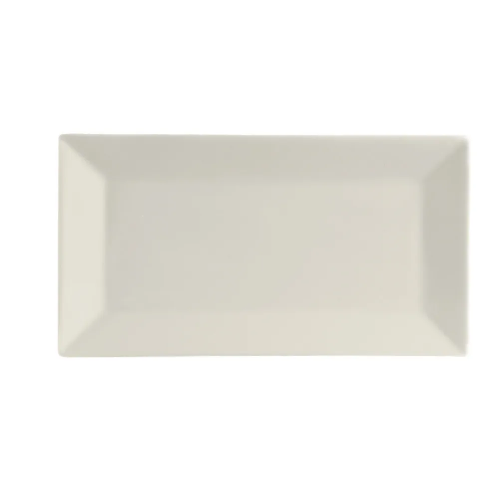 CAC China RE-RT14 Platter, 13" L x 7-1/4" W x 1" H Stoneware White Square, Microwave Safe - Dozen