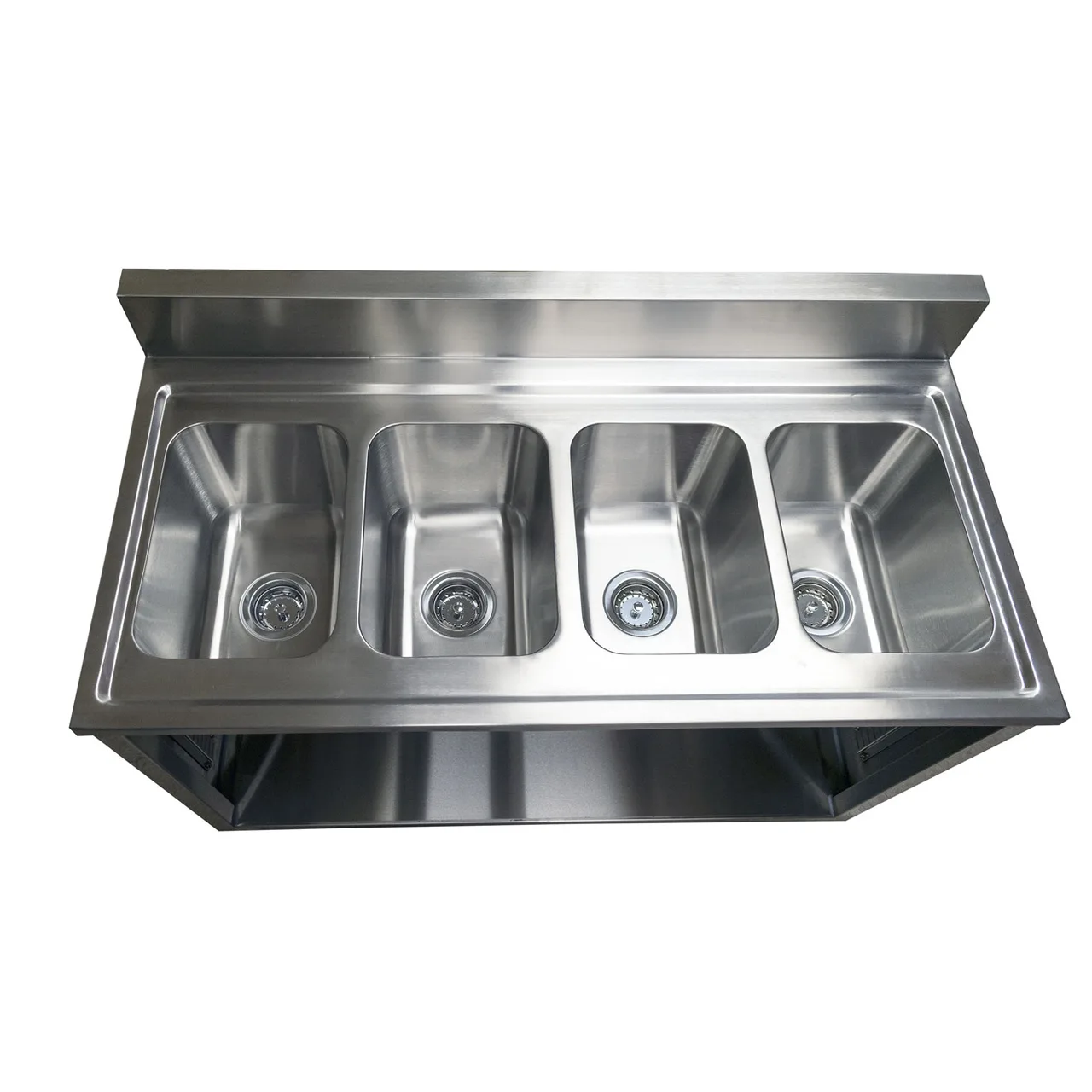 BK Resources CSTR5-4-1014H-PG 48" (4) Compartment Sink Cabinet, 10"Wx14"L Bowl Without Drainboard