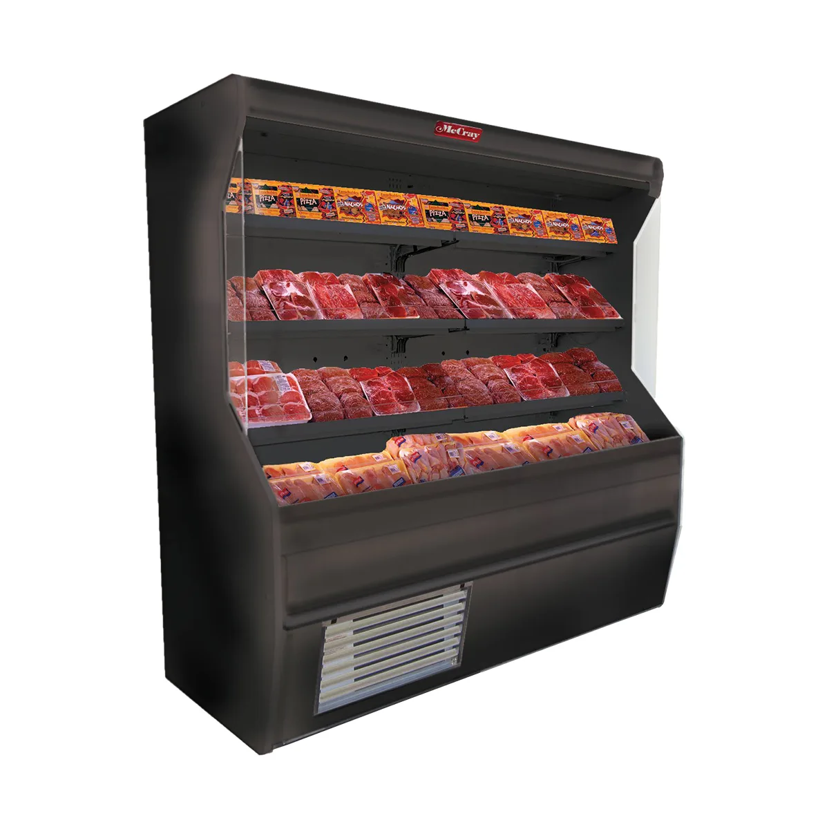Howard-McCray SC-M32E-6-B-LED 74" Vertical Meat Open Air Merchandiser in Black, Self-Contained