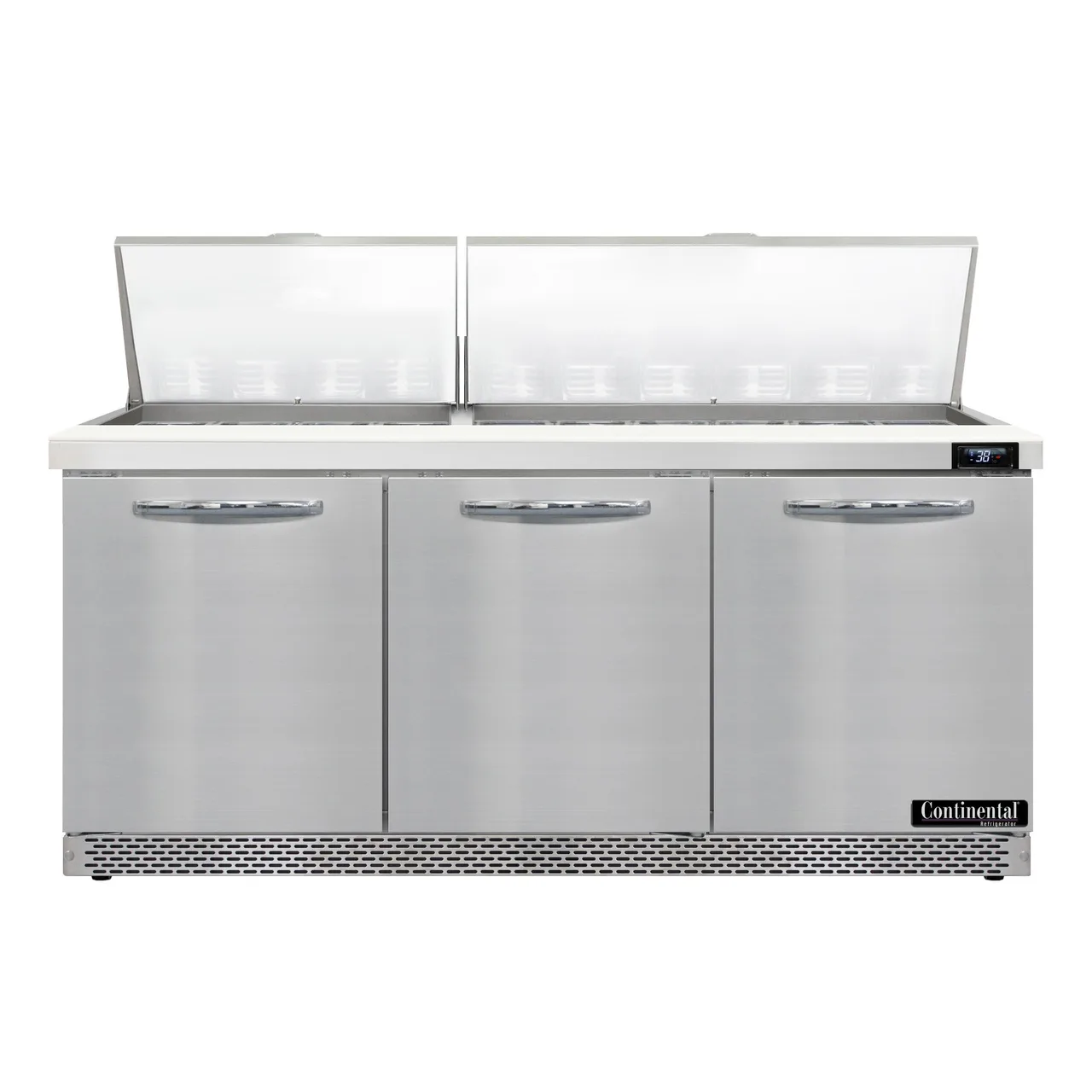 Continental Refrigerator SW72N30M-FB 72" Mega Top Sandwich Prep Table w/ 3 Doors, 30 pans