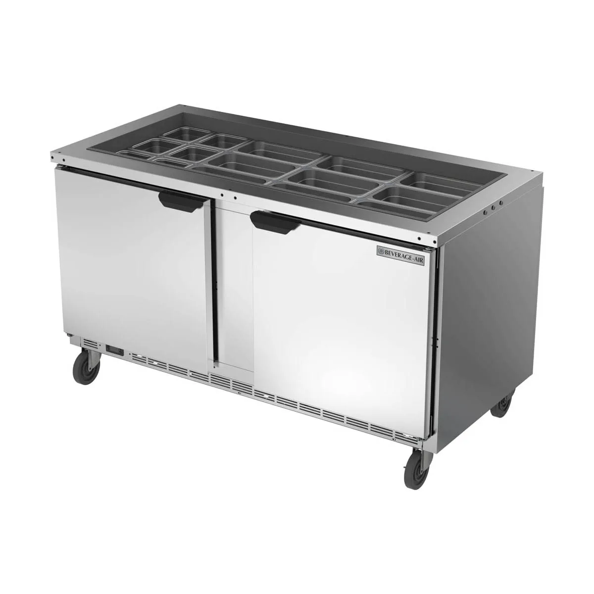 Beverage Air SPE60HC-24-S 60" Two Section Sandwich/Salad Prep Table w/ 2 Doors, 16 cu. ft.