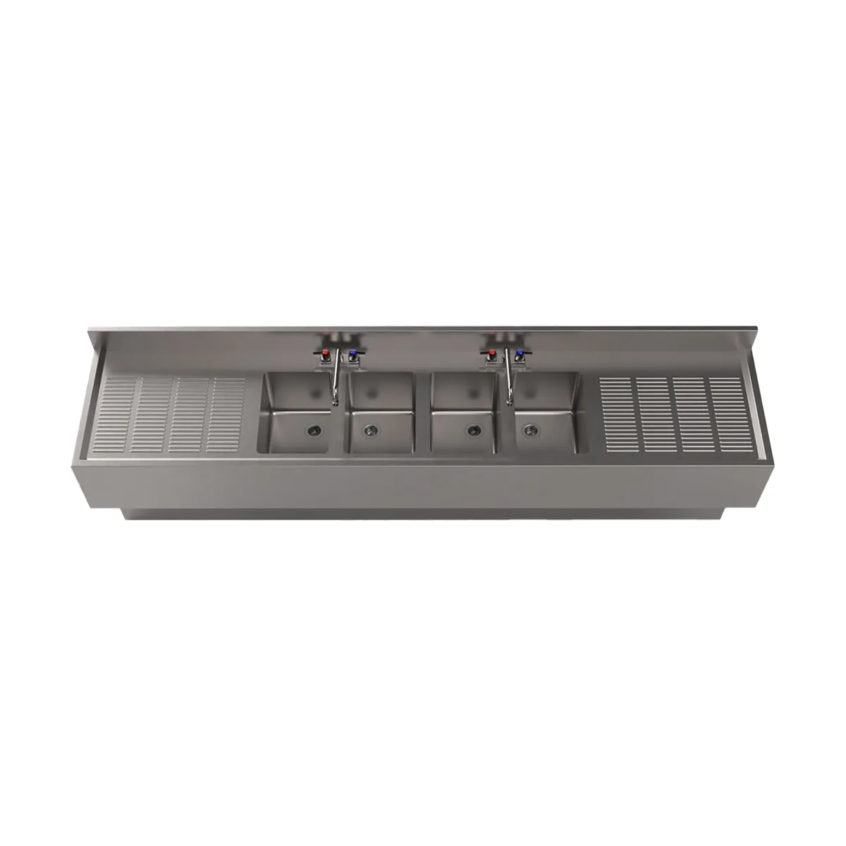 BK Resources UBB-21-496TS Underbar Sink Units, 4 Compartment with 2 Drainboards