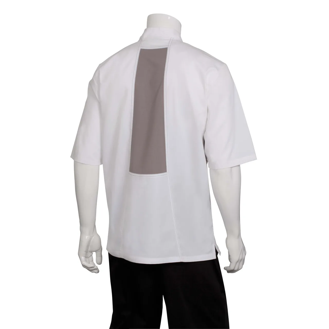 Chef Works VSSS-WGC-M Coat, Short Sleeve, White/Gray, 65/35 Poly/Cotton Twill, Cool Vent, Unisex